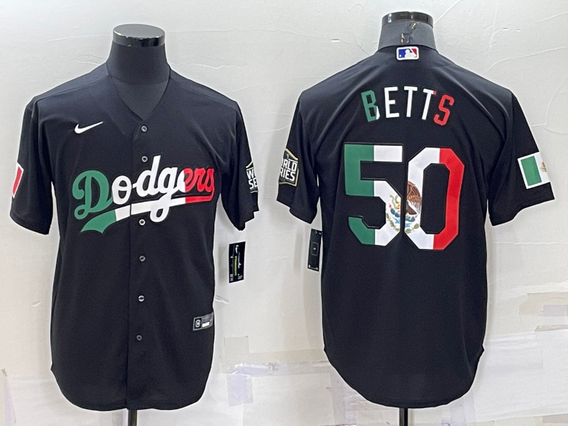 Men's Los Angeles Dodgers Mookie Betts #50 Black Stitched Baseball Jersey